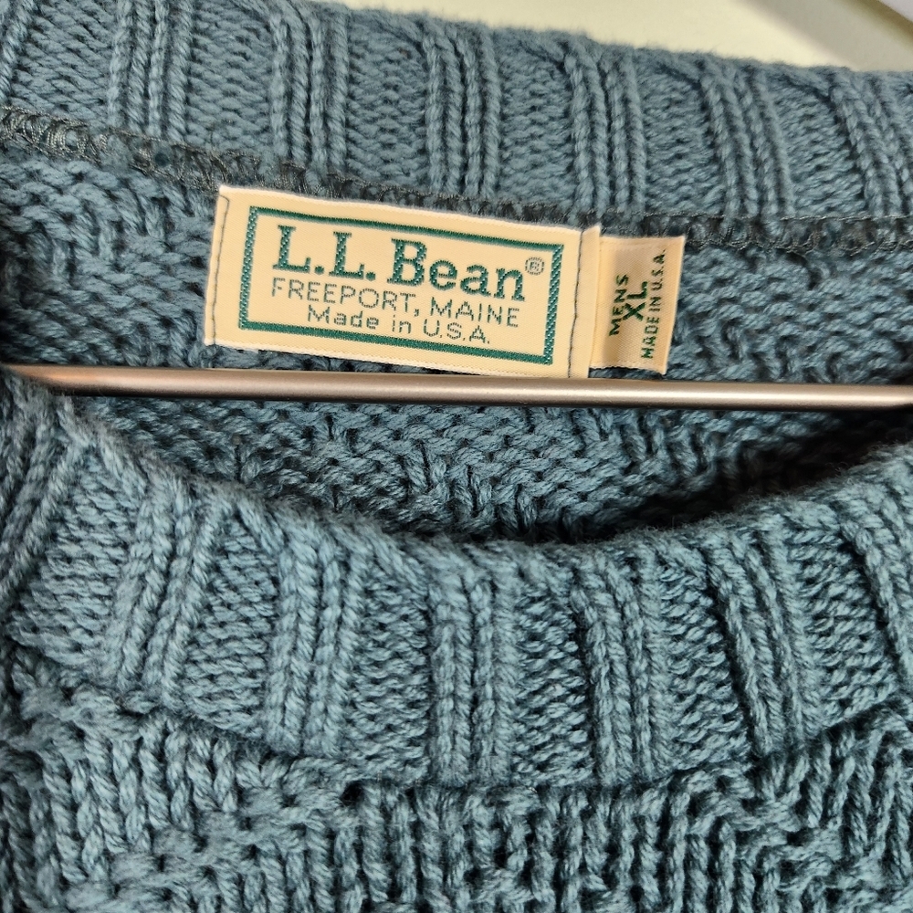Vintage L.L. Bean Men's Green 100% Cotton Sweater, Sz XL - Picture 4 of 8
